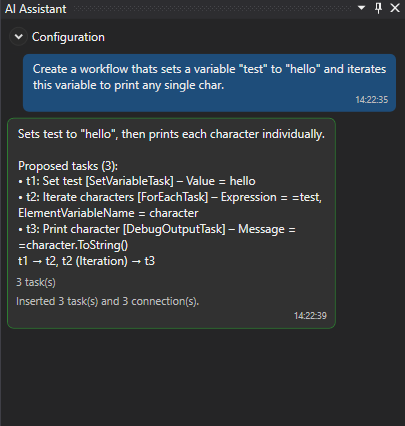 AI Assistant panel in the desktop application