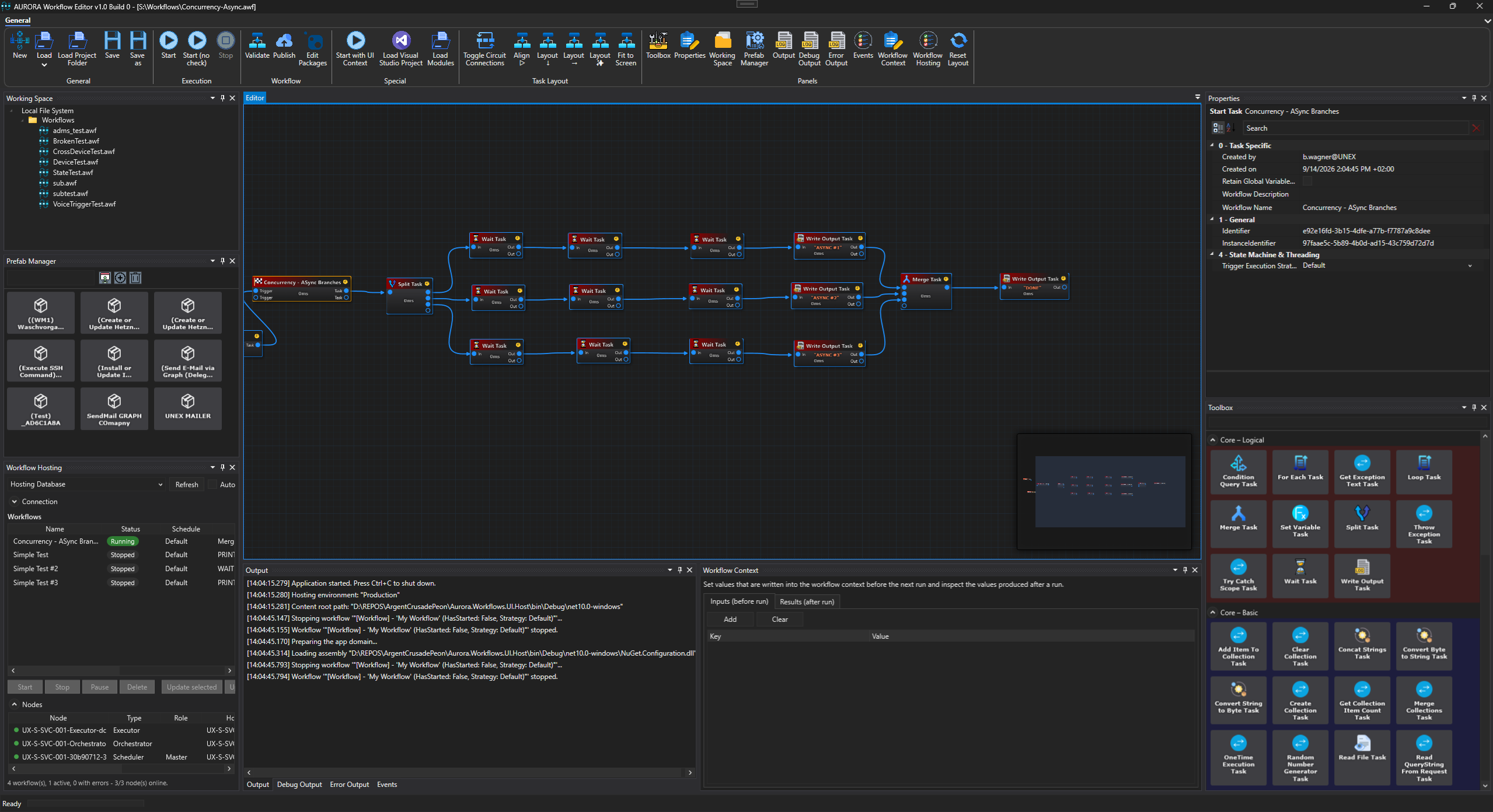 Aurora Workflows visual workflow editor